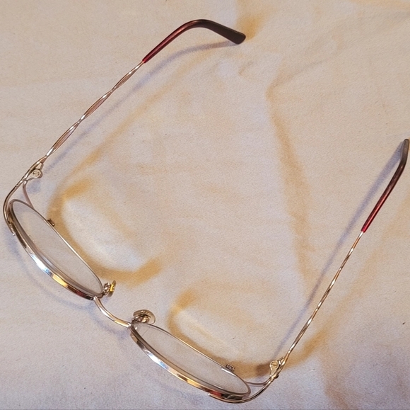 VINTAGE SALVATORE FERRAGAMO GOLDEN METAL EYEGLASSES FRAMES PINK DIAMOND W/ Case - Picture 3 of 16